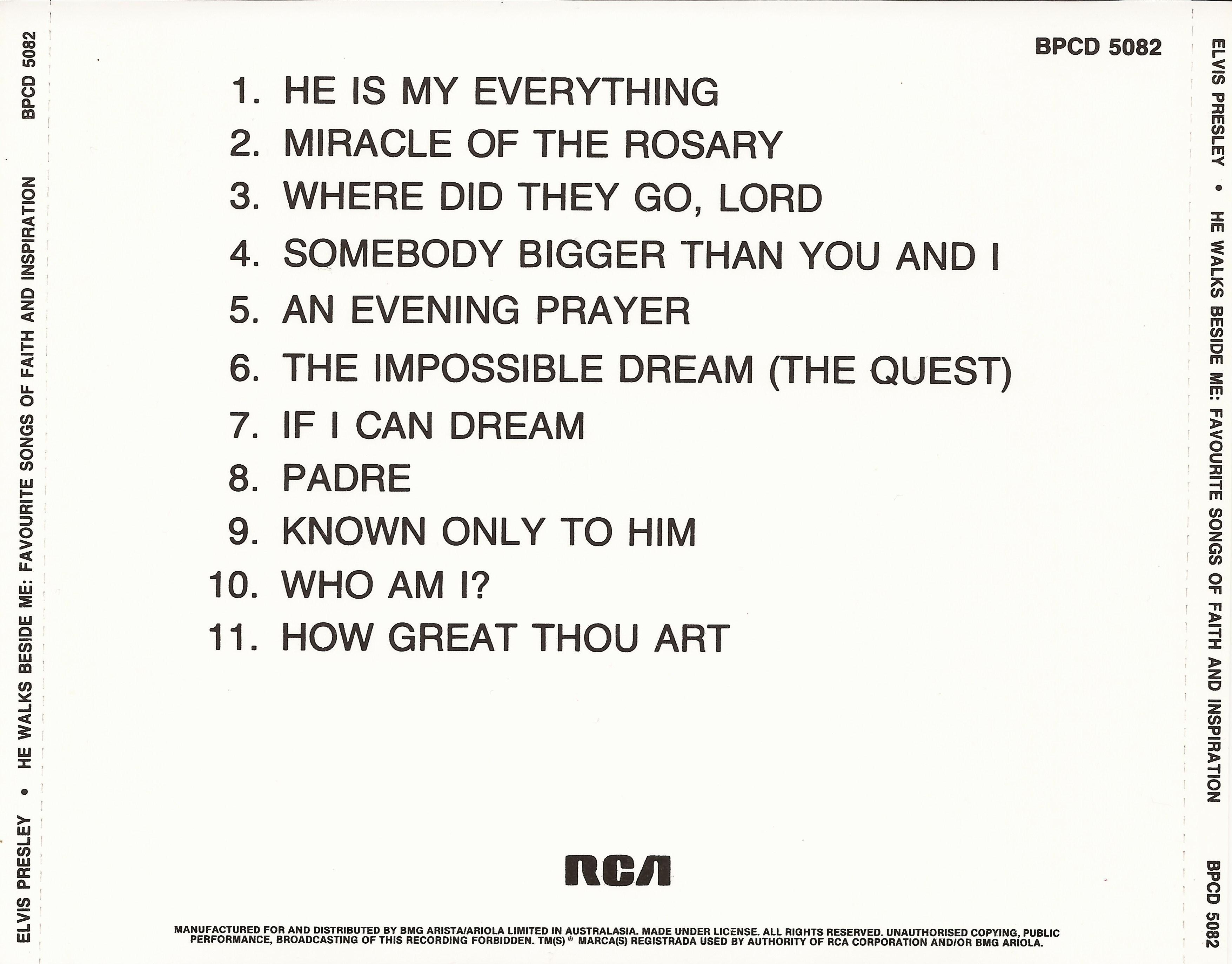 Elvis Presley  He Walks Beside Me : Back